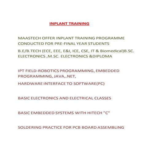 BEST INPLANT TRAINING CENTER IN CHENNAI-INTERNSHIP TRAINING
