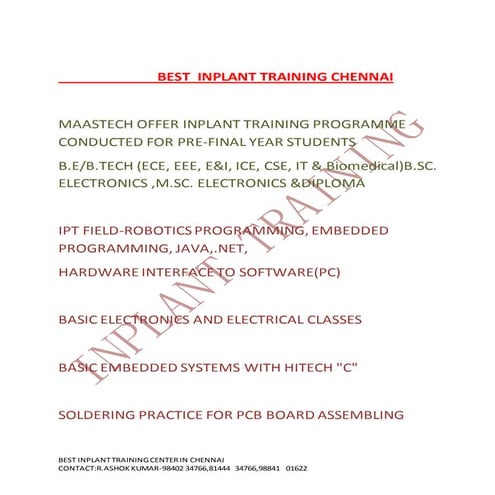 ECE INPLANT TRAINING CHENNAI-INPLANT TRAINING ECE