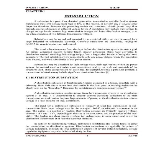 Inplant training about 110kv/11kv substation