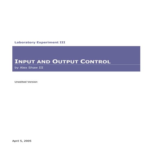 Input and Output Control | PDF