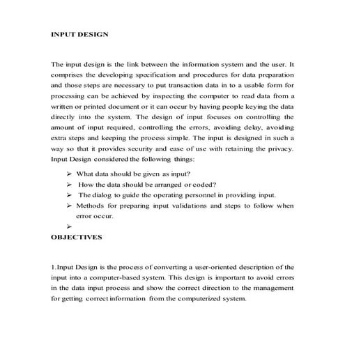 Input design and output design | DOCX | Computing | Technology & Computing