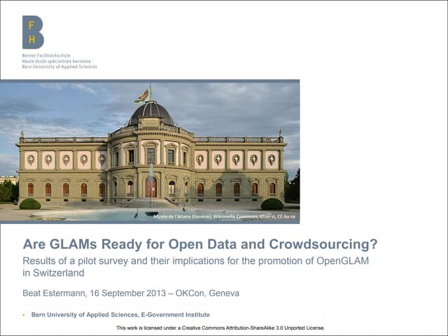 Are Swiss GLAMs ready for open data and crowdsourcing - Beat Estermann