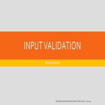 Input validation slides of web application workshop | PPT