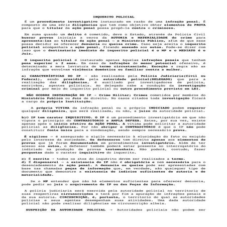 Inquerito policial resumo | DOC