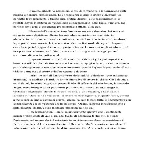 Il mio propria esperienza professionale