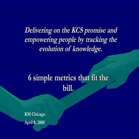 Delivering on the KCS promise and empowering people by tracking the evolution...