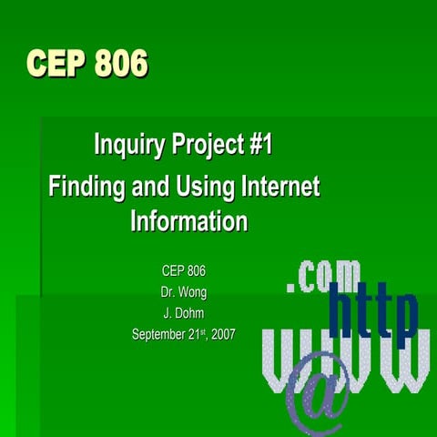 Inquiry Project #1   Search Information On The Internet
