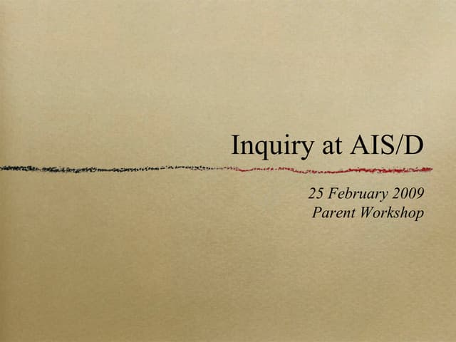 Inquiry in PYP for parents
