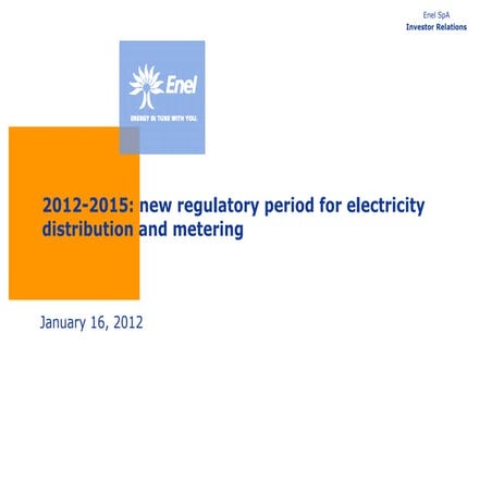 2012-2015: new regulatory period for electricity distribution and metering