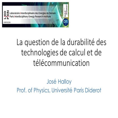 La question de la durabilité des technologies de calcul et de télécommunication