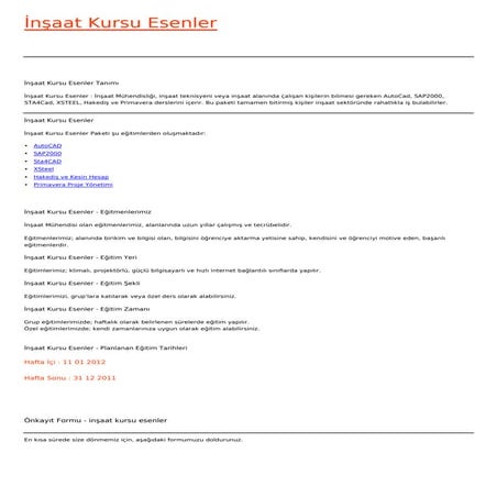 Insaat kursu-esenler