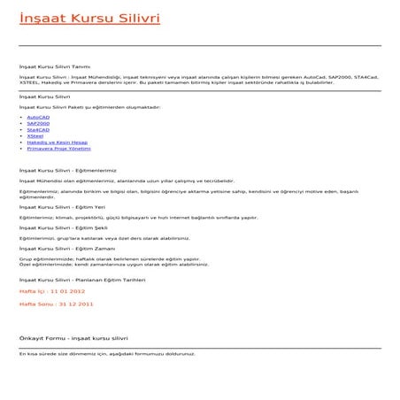 Insaat kursu-silivri