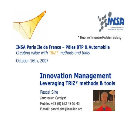 Creating Value With T Ri Z Methods And Tools - Soiree INSA Paris
