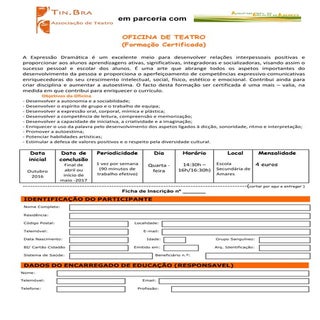 Inscrição oficina teatro