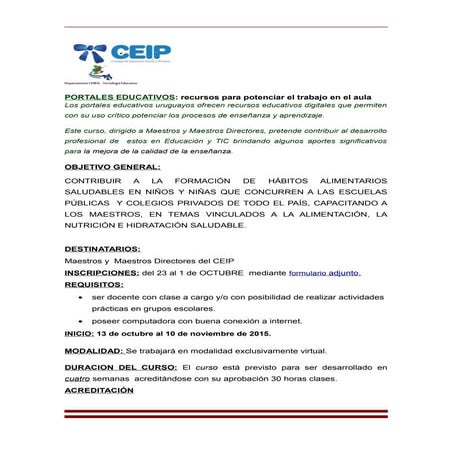 Inscripciones curso alimentación e hidratacion saludable