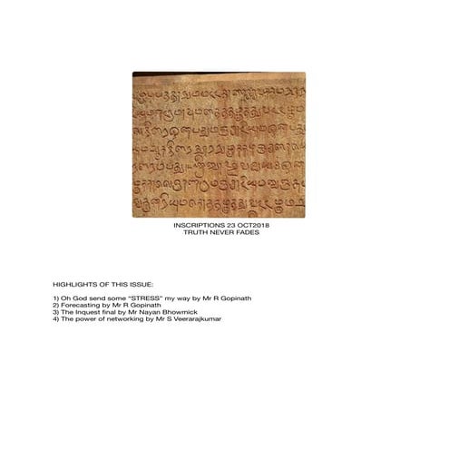 Inscriptions 23rd issue 6th october 2018