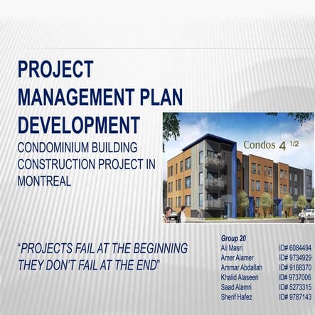 Inse 62301 Project Management Development Plan Presentation Group#20 | PPTX