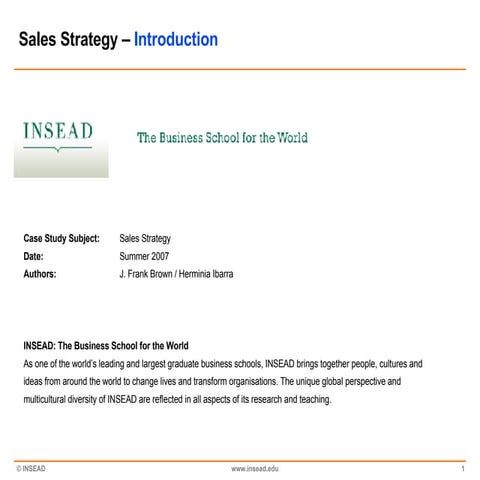 Insead Sales Strategy Case Study