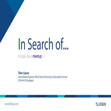 In search of: A meetup about Liferay and Search   2016-04-20
