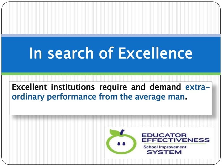 In search of excellence