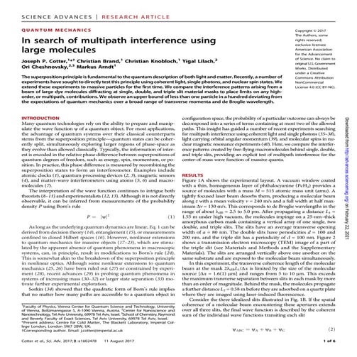 In search of multipath interference using large molecules