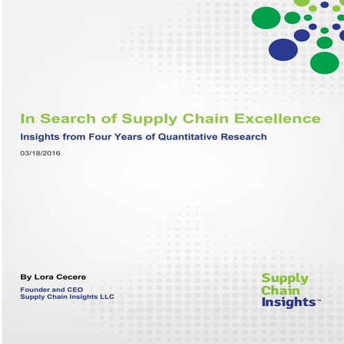 In Search of Supply Chain Excellence - Report - 17 MAR 2016