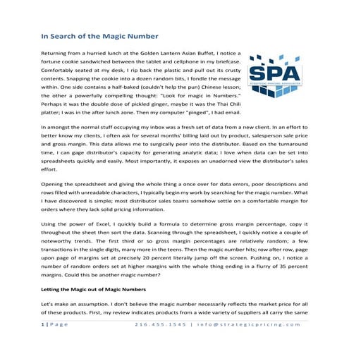 In Search of the Magic Number | PDF