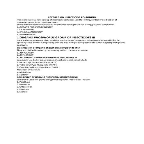 Insecticide Poisoning