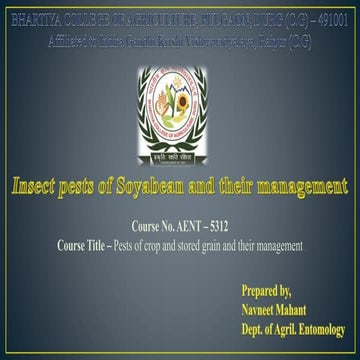 Insect pests of soyabean and their management