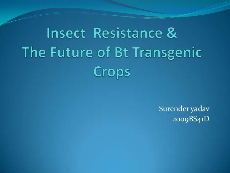 Insect resistance & future of bt transgenic crops