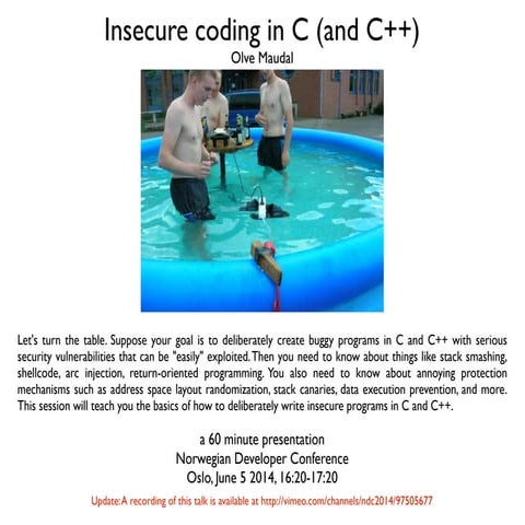 Insecure coding in C (and C++)