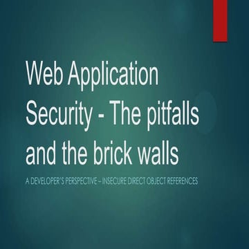 Web Application Security | A developer's perspective - Insecure Direct Object...