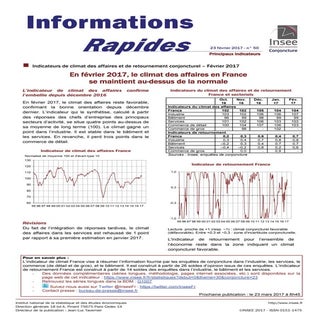 Insee climat des affaires en france...