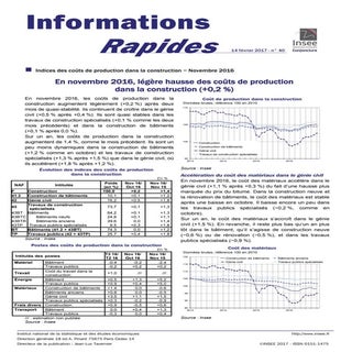 Insee hausse des coûts de productio...