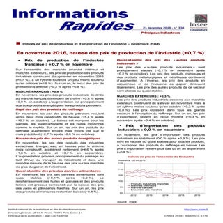 Insee hausse des prix de production...