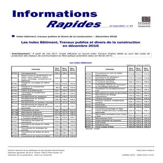 Insee index bâtiment-travaux publics