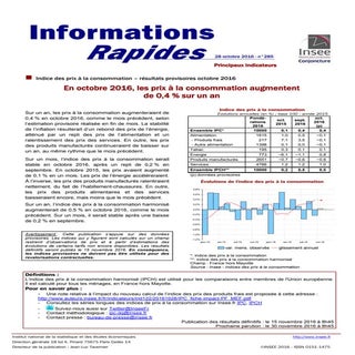 Insee - indice prix de la consommation