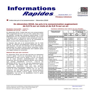 Insee prix de la consommation 