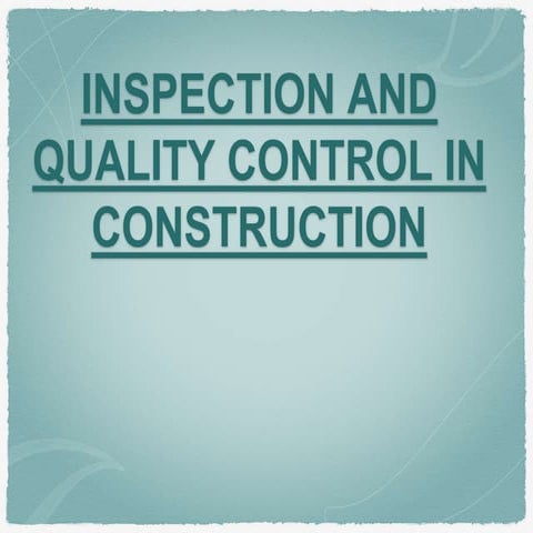 Insepction and quality control