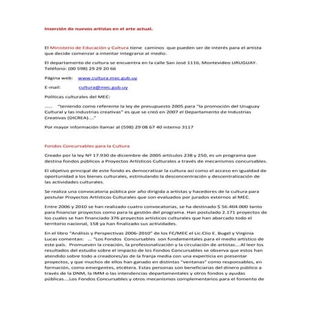 Inserción de nuevos artistas en el arte actual.2docx