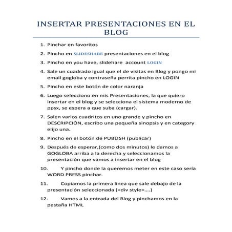 Insertar presentaciones en el blog
