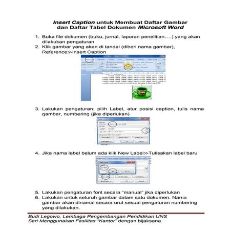 Insert caption untuk membuat daftar gambar | PDF