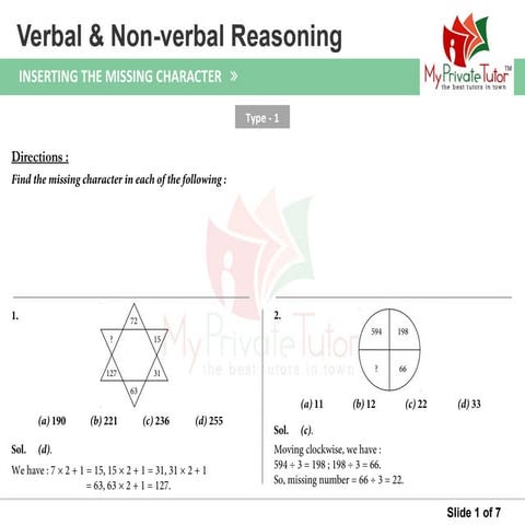 Questions on Verbal & Non Verbal Reasoning