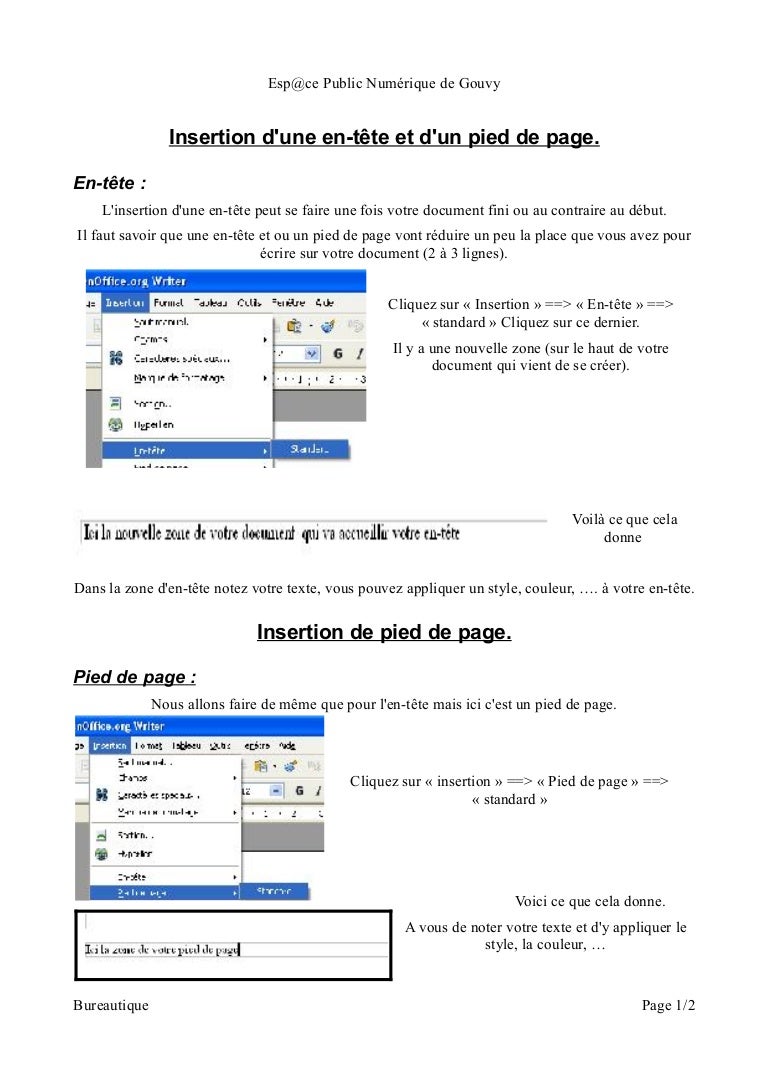 Insertion d une entete et d un pied de page