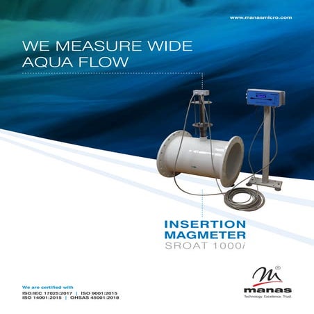 Flow meter for large pipelines, Insertion Electromagnetic Flow Meter