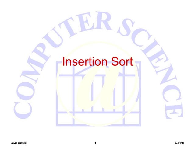 Insertion sort | PPT | Programming Languages | Computing