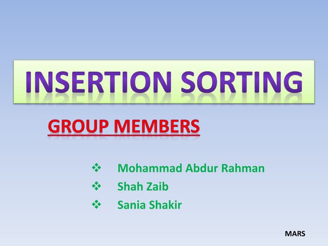 Insertion sorting