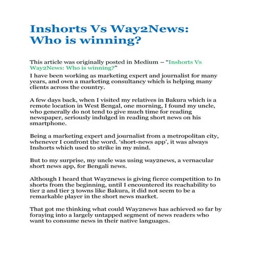 Inshorts Vs Way2News: Who is winning? | PDF