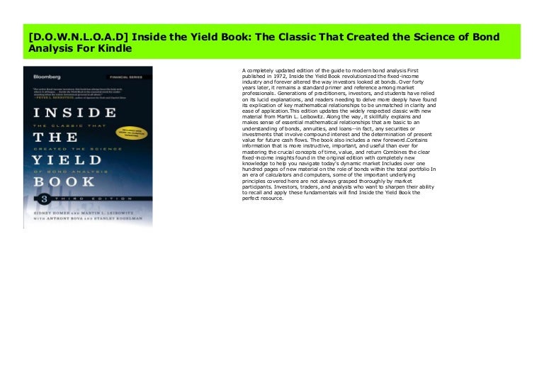 D O W N L O A D Inside The Yield Book The Classic That Created The