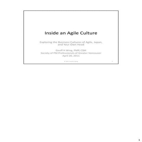 Inside an Agile Culture